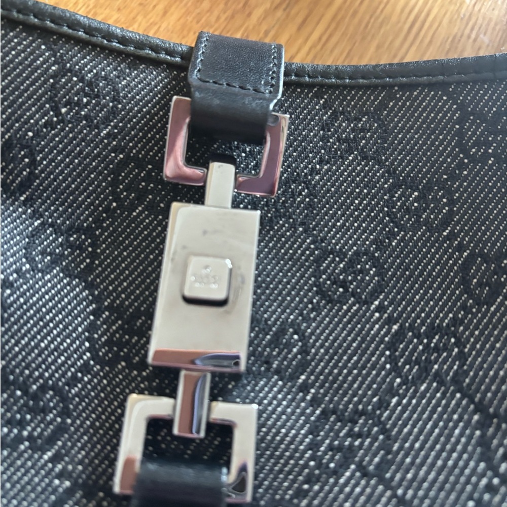 Gucci Jackie Vintage Black Denim Shoulder Bag with Silver Hardware - Picture 3 of 12